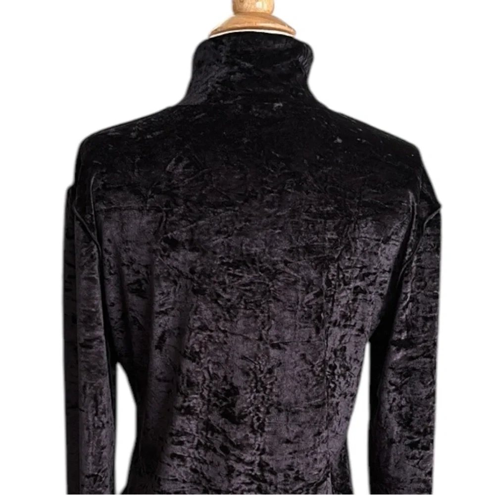 BOGNER Black Crushed Velvet Turtleneck Top Y2K Gothic Après Ski Performance 14 - Picture 9 of 16